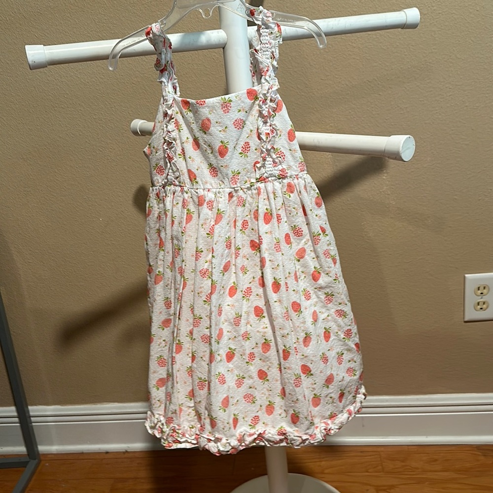 Girls JOIE cotton strawberry print sleeveless tank lined sun dress size 6